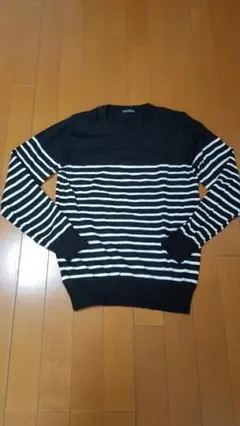ナノユニバース nanouniverse ボーダー セーター ブラック ホワイト