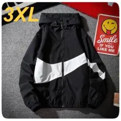 マウンテンパーカー　メンズ　3XL ブラック　ナイロンパーカー　韓国