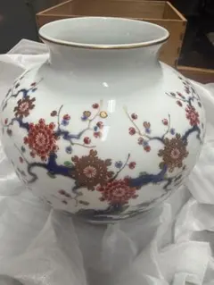 【共箱入】現代陶芸家 北村純子 作 印花象嵌 花器 フラワーベース　オブジェ 共箱入】現代陶芸家 北村純子 作 印花象嵌 花器 フラワーベース