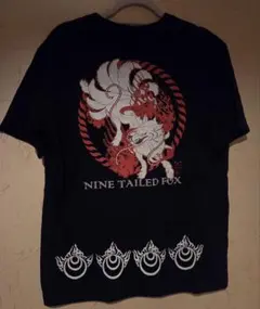 和柄　バックプリントTシャツ　九尾　狐　大きいサイズ　XL　黒　半袖