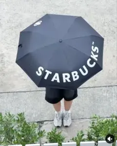 [海外限定]新品未使用　スタバ　折りたたみ傘 ブラック