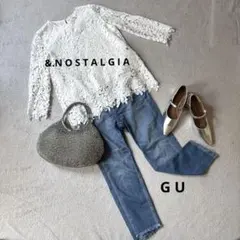 &. NOSTALGIA レースブラウス ＧＵカットオフデニム セット売り