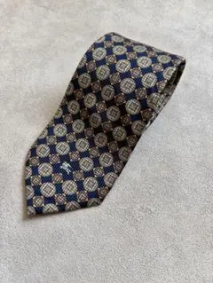 【ヴィンテージ】バーバリーBurberry ネイビー 幾何学模様 ネクタイ