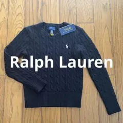 【新品】Ralph Laurenガールズ用コットンケーブルニット　黒　140