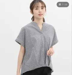 裾タック　ブラウス　ギンガムチェックのサムネイル