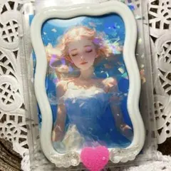 B8 硬質トレカケース デコ 白 透明 ハート ピンク 天使 羽