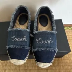 ☆COACH セリーナ デニム エスパドリー　スリッポン　フリンジ　22cm☆