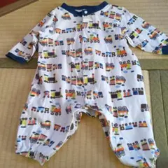 列車柄 コットンロンパース 60〜70cm