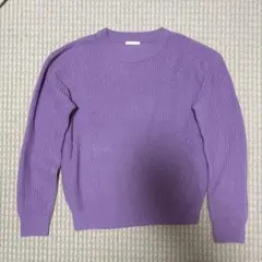 GU リブ編みニット セーター パープル M 紫 美品 クルーネック