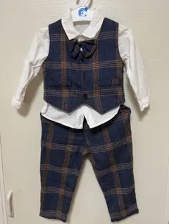 フォーマルスーツ 80cm ネイビー チェック