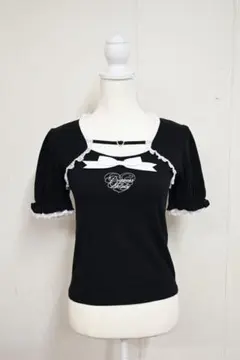 pium ハートレースパフスリーブTシャツ ブラック - メルカリ