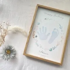 夏生まれ/夏命名書/夏手形アート/手形アート/命名書/1歳誕生日/手形足形アート