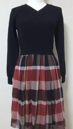 ブルーレーベル クレストブリッジ 長袖 ニット チュール ワンピース