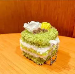 抹茶ケーキ キーホルダー ボア素材 マスコット キーホルダー