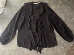 ZARA フリルブラウス 長袖 ブラックのサムネイル