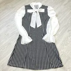 SHEINチェック柄ミニワンピース リボン付き