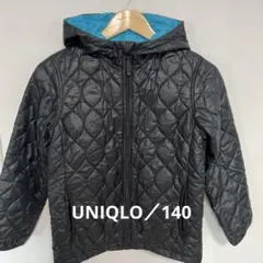 UNIQLO／ユニクロ 中綿コートブラック 140 フード付き