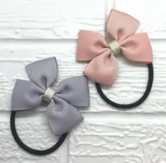【146】ハンドメイド　グログランリボンのヘアゴム