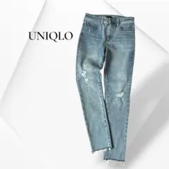 美品 ユニクロ ウルトラストレッチスキニーハイライズジーンズ ライトブルー M