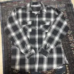 極美品 80s FIVE BROTHER ネルシャツ XL 黒白 モノトーン