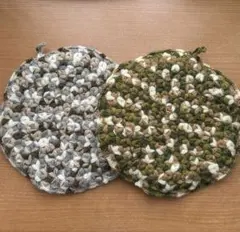 ポットマット　鍋敷き　2枚セット　かぎ針編み　ハンドメイド　編み物
