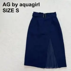 エージーバイアクアガール　プリーツ切替ラップスカート　ベルト付き　ひざ丈（743