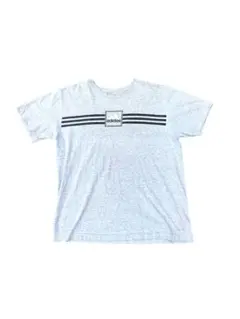 【希少】adidas グレー Tシャツ ストライプ