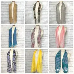 ⑦ストール　長方形スカーフ　9点まとめ売りセット　シアー　シースルー　花柄