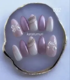 現品 ネイルチップ マグネット フレンチガーリー 推し活 リボン 韓国