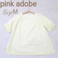 【ピンクアドベ】ワールド　半袖　ブラウス　シャツ　Uネック　美品のサムネイル