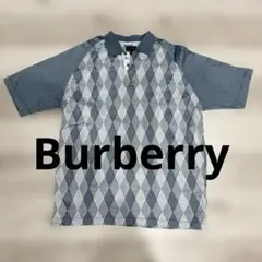 BURBERRY アーガイル柄 半袖ポロシャツ ブルー ノバチェック ゴルフ Lのサムネイル