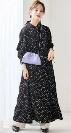 【新品未使用】神戸レタス　バンドカラーブラウス　ドット柄ワンピース　田中亜希子