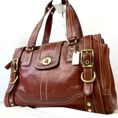 COACH オールレザー シグネチャー ターンロック ハンドバッグ