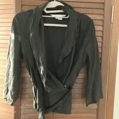 ZARA WOMAN リネンラップカーディガンブラックのサムネイル