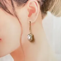 [14kgf] ＊大粒 オイスターパール ピアス③＊