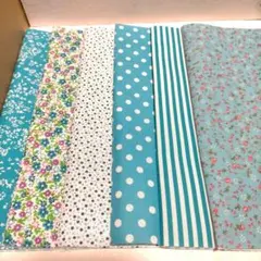 はぎれ 青系 25×25 6枚まとめ売り