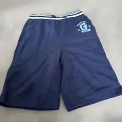 ネイビー ストライプ ウエストバンド ハーフパンツ