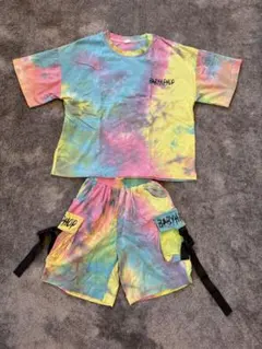 キッズ ダンス セットアップ HIPHOP タイダイ柄 Tシャツ パンツ 120