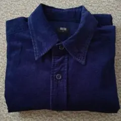 ユニクロ 紺 コーデュロイ  長袖シャツ