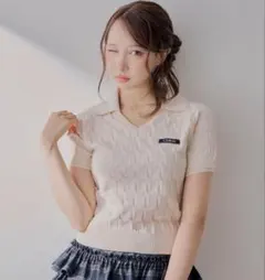 Chico レイヤードケーブルポロニット ホワイトのサムネイル