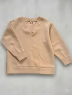 エイチアンドエムベージュ Vネック 長袖スウェットロングゆったりサイズL