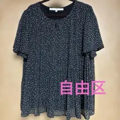 自由区　ブラウン ドット柄 半袖シャツ 38 オンワード