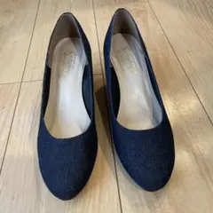 デニムパンプスヒール　ラメ24.5cmのサムネイル