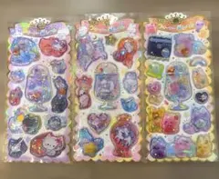 【正規品】キラキラウォーターinシール3枚セット ねこ•うさぎ•ユニコーンなど♪
