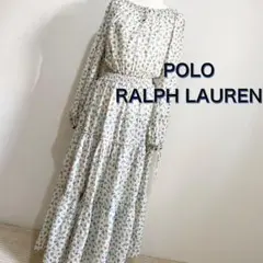サイズL ポロラルフローレン 長袖 ロングワンピース フレア 小花柄