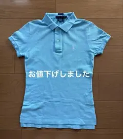 RALPH LAUREN 水色 コットン ポロシャツ 半袖