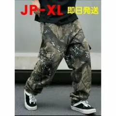 【即日発送】【JP-XL】ポケット付きワイドレッグ 迷彩 ジーンズ リアルツリー
