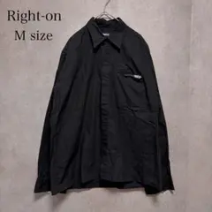 Right-on シャツ M 黒 ブラック 長袖 コットン カジュアル メンズのサムネイル