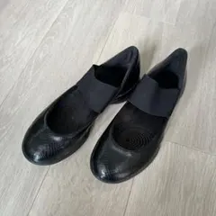 ☆Reebok 24.5cm☆イージートーン バンド付き黒フラットシューズ健康♪