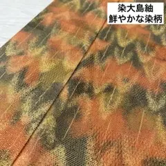 n*n様 染大島紬 鮮やかな染柄 着物 正絹 しつけ糸 袷 広衿 RK-3818